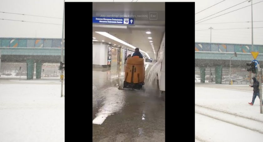 Poważna awaria przy Dw. Centralnym. Woda się nie zatrzymywała [VIDEO]