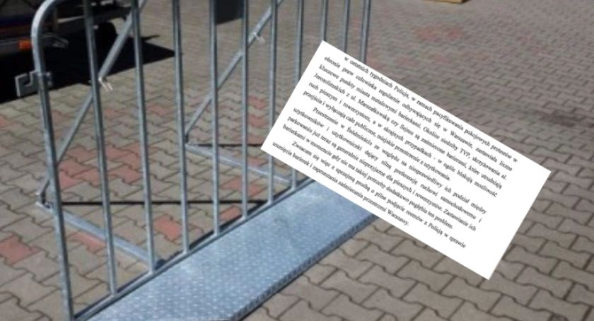 Radnemu przeszkadzają policyjne barierki 