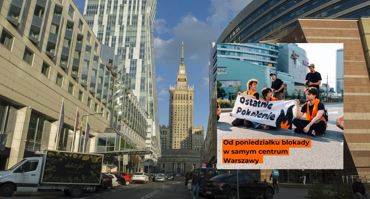 Protesty i manifestacje, Blokady dróg Centrum Warszawy - zdjęcie, fotografia