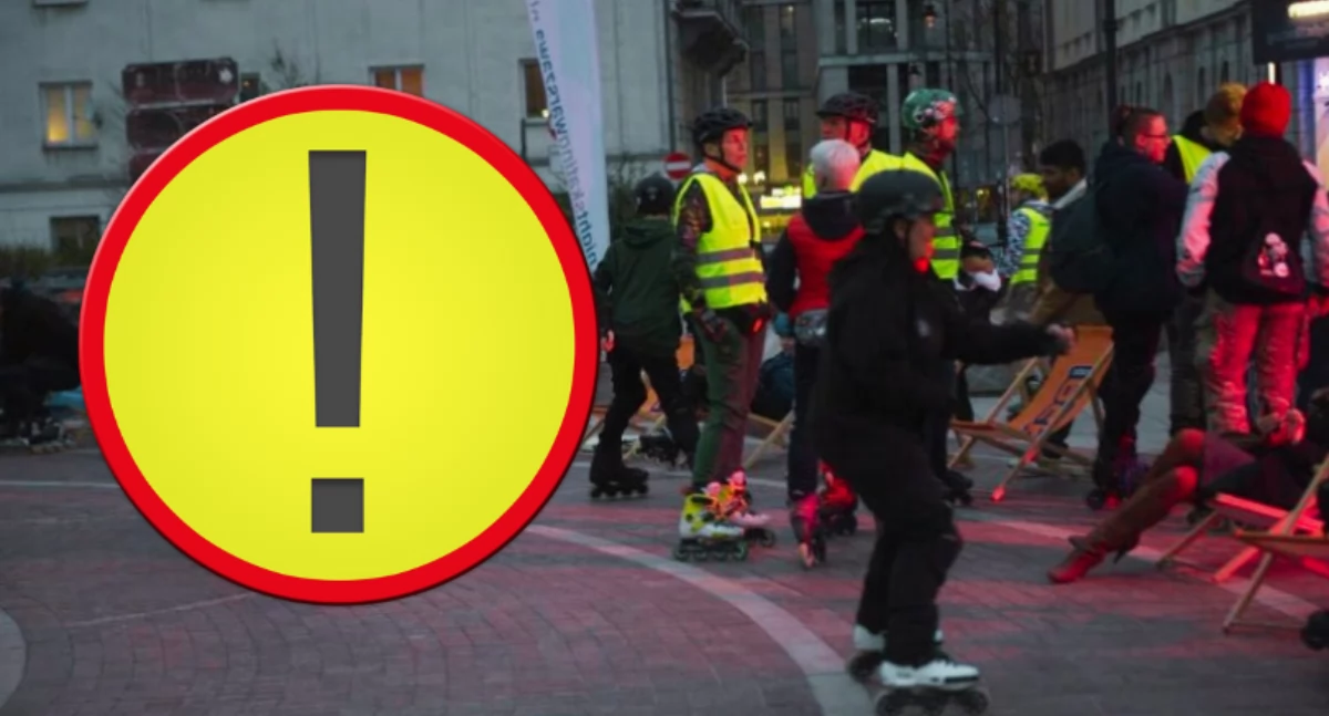Ulice – place , Nightskating Warszawa wieczorem kierowcy muszą uzbroić cierpliwość - zdjęcie, fotografia