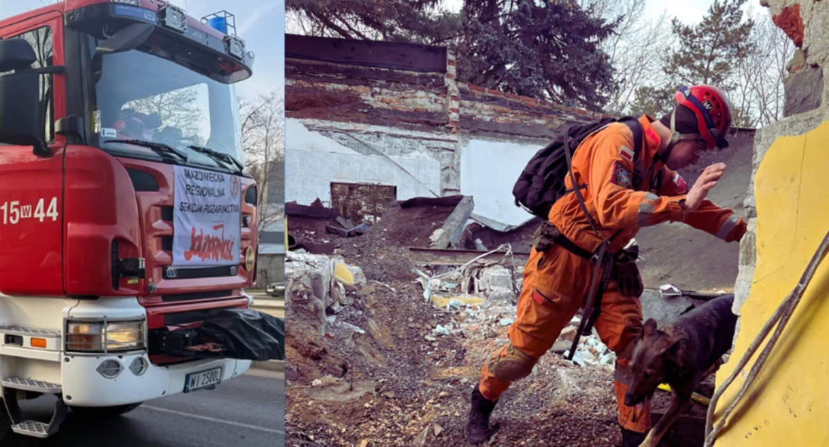Działania służb, Zakopany żywcem trakcie rozbiórki zawalił strop Ursusie (ZDJĘCIA) - zdjęcie, fotografia