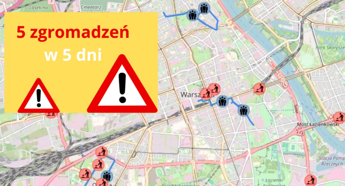 Protesty i manifestacje, zgromadzeń Warszawski Transport Publiczny zmianach - zdjęcie, fotografia