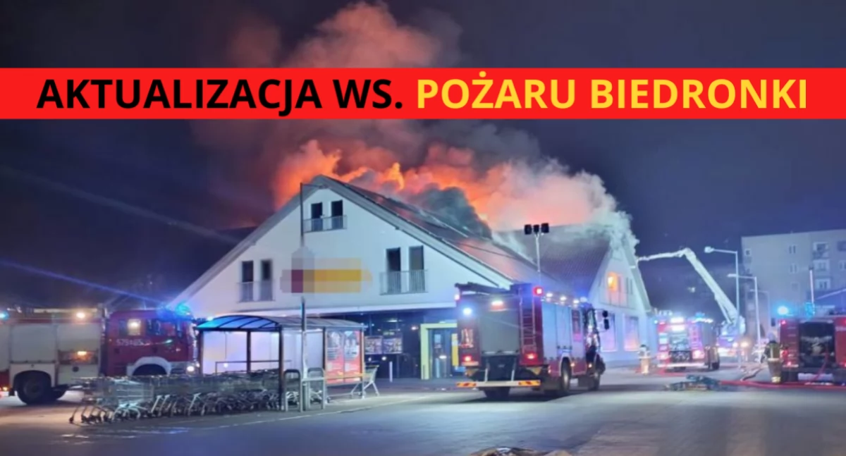 Pożary, Nocny pożar Biedronki Płońsku informacje podejrzanego - zdjęcie, fotografia