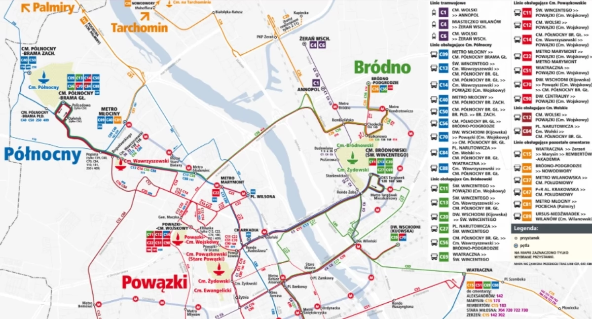 Warszawski Transport Publiczny o rozkładach na 1 i 2 listopada